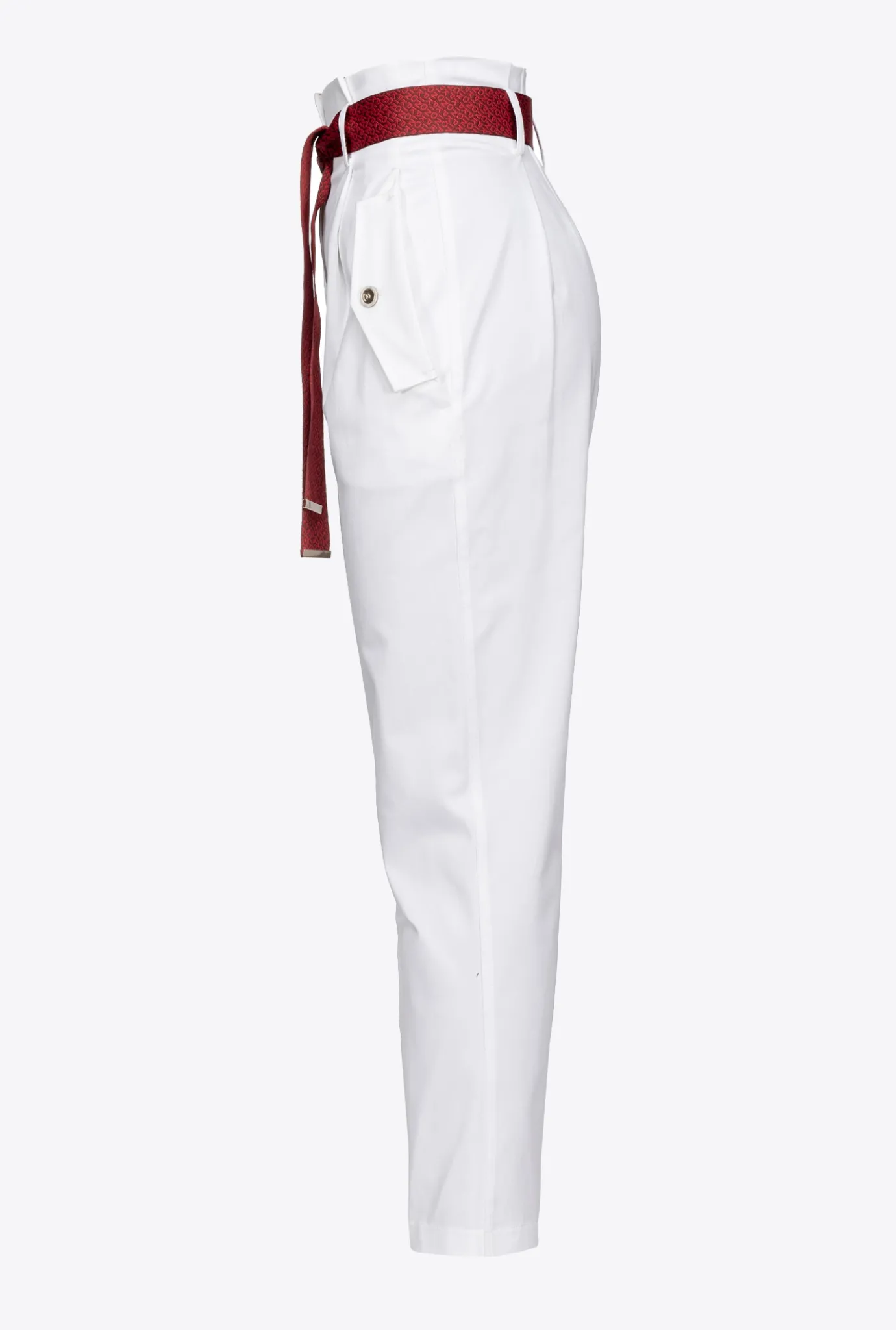 Pantalons|PINKO Pantalon A Ceinture Logotee Blanc-Blanche-Neige