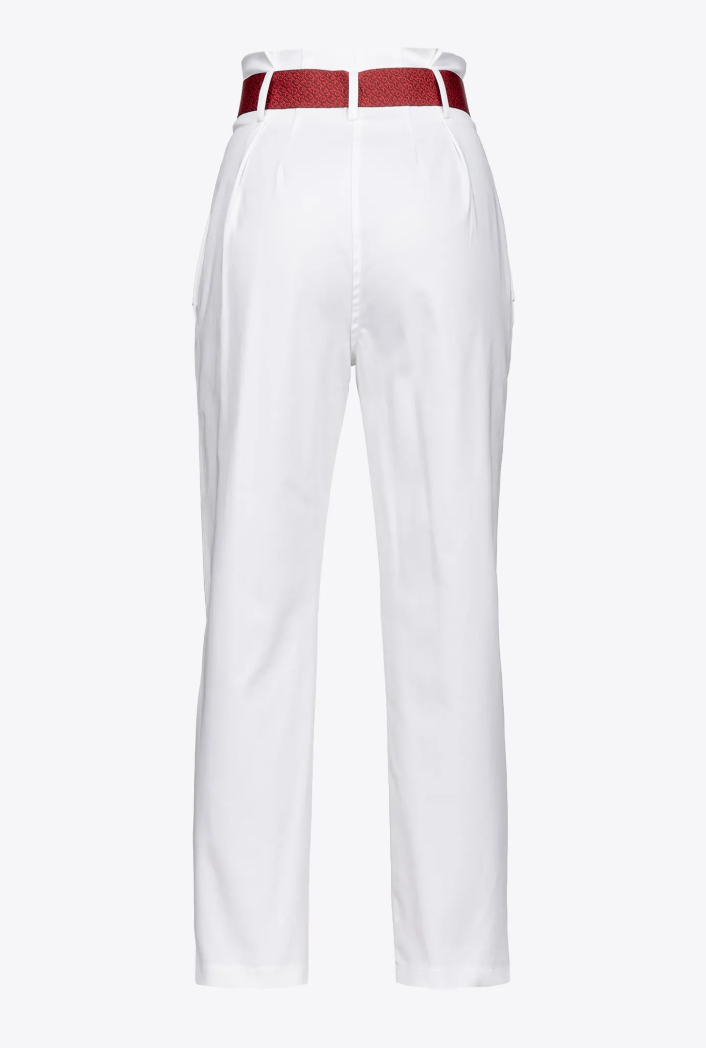 Pantalons|PINKO Pantalon A Ceinture Logotee Blanc-Blanche-Neige