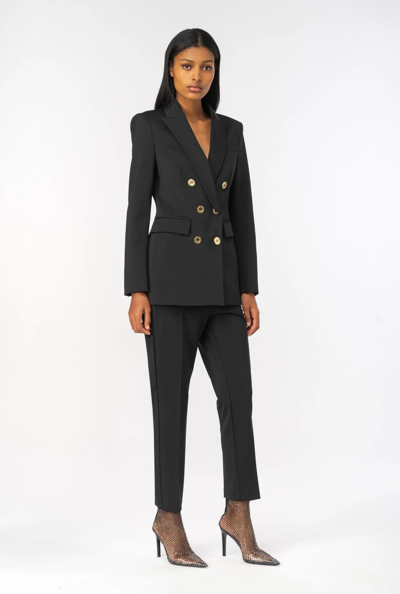 Pantalons|PINKO Pantalon Ajuste A Ceinture Love Birds Noir Limousine
