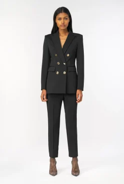 Pantalons|PINKO Pantalon Ajuste A Ceinture Love Birds Noir Limousine