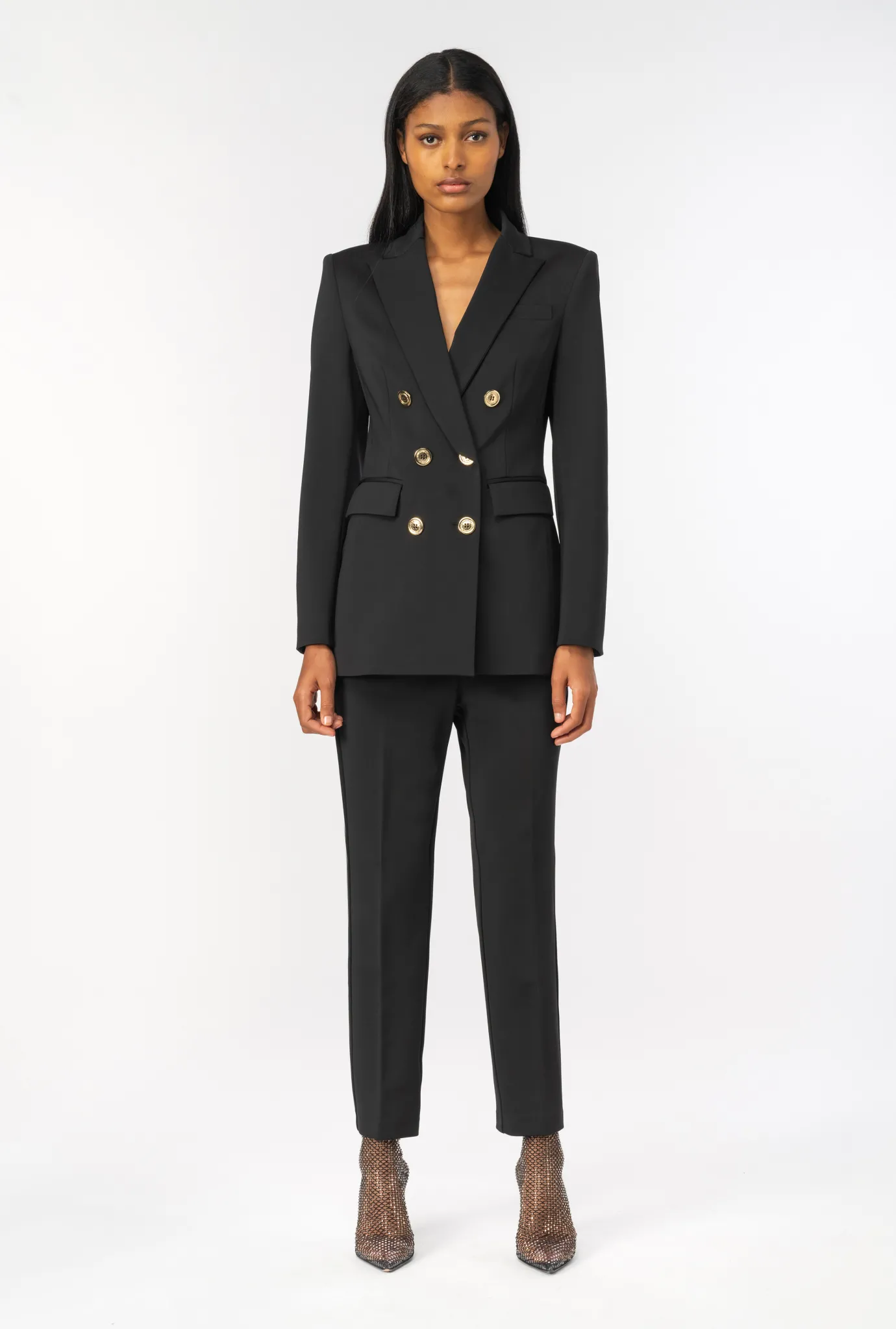 Pantalons|PINKO Pantalon Ajuste A Ceinture Love Birds Noir Limousine