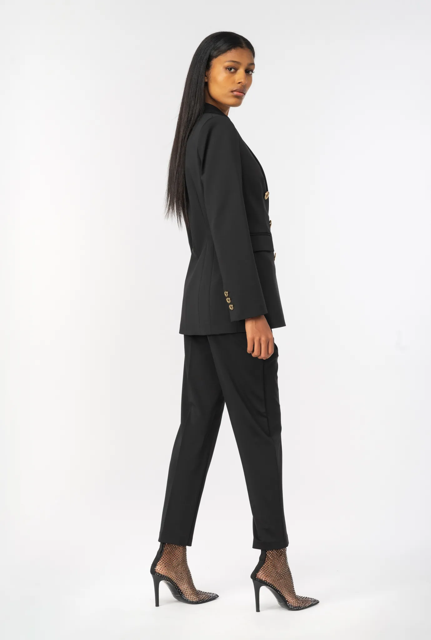Pantalons|PINKO Pantalon Ajuste A Ceinture Love Birds Noir Limousine