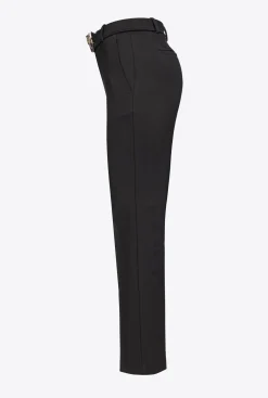 Pantalons|PINKO Pantalon Ajuste A Ceinture Love Birds Noir Limousine