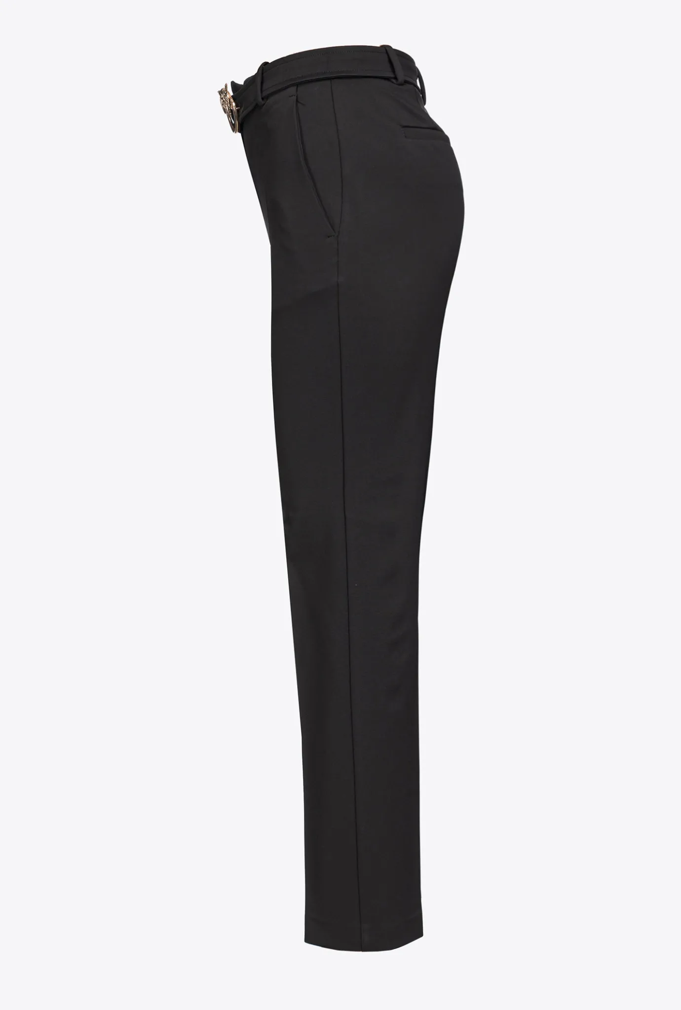 Pantalons|PINKO Pantalon Ajuste A Ceinture Love Birds Noir Limousine