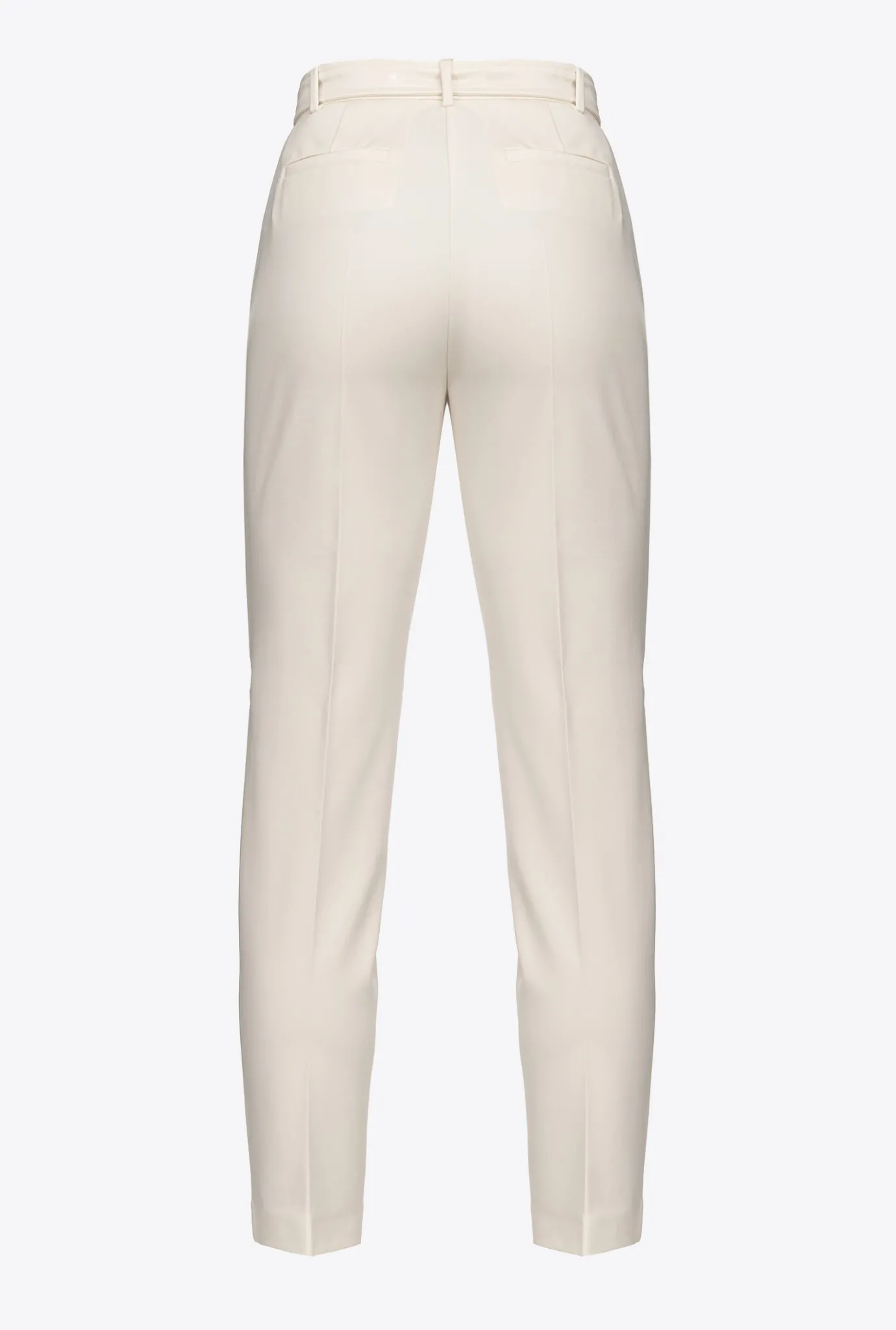 Tailleurs Et Ensembles|PINKO Pantalon Ajuste A Ceinture Love Birds Rose Fume Blanc