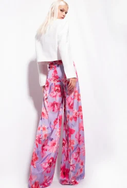 Pantalons|PINKO Pantalon Ample A Imprime Floral Lilas/Rose Clair/Fuchsia