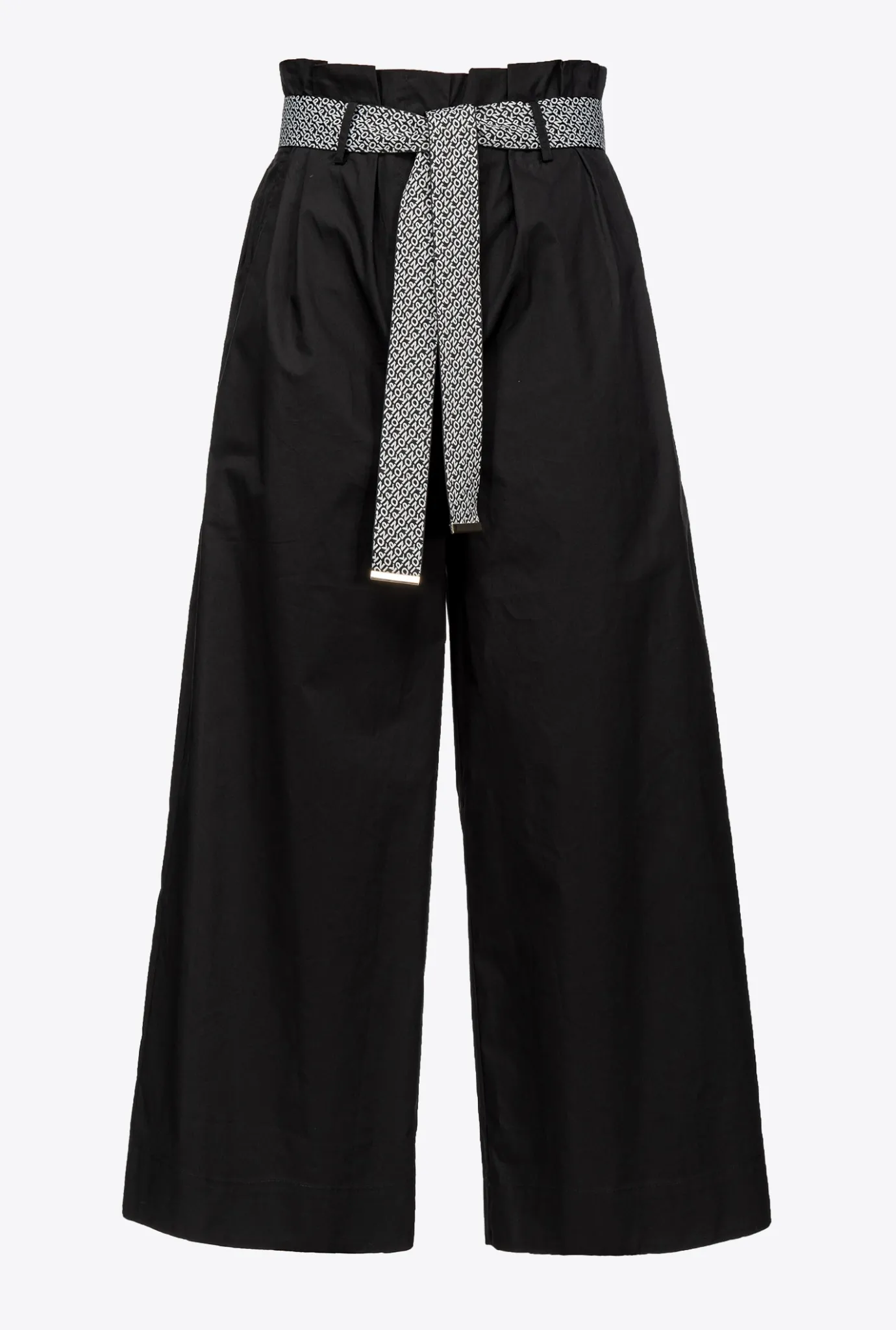 Tailleurs Et Ensembles|PINKO Pantalon Ample Ceinture Noir Limousine