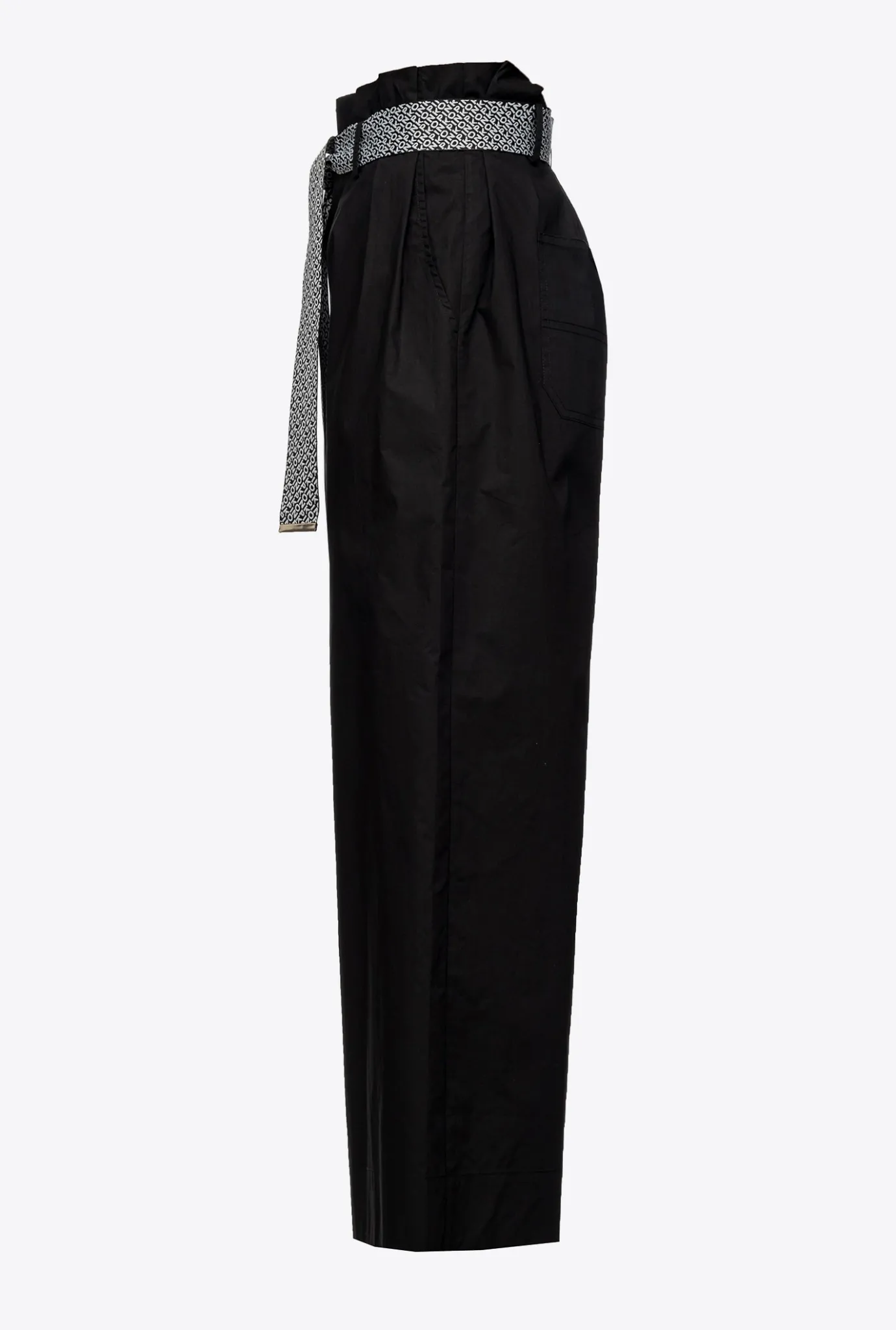 Tailleurs Et Ensembles|PINKO Pantalon Ample Ceinture Noir Limousine