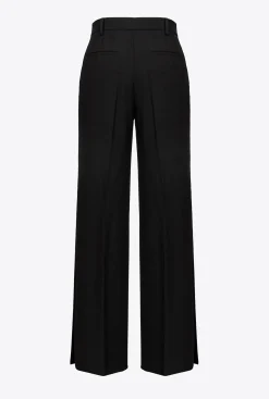 Pantalons|PINKO Pantalon Ample En Crepe Fluide Noir Limousine