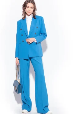 Tailleurs Et Ensembles|PINKO Pantalon Ample En Tissu De Laine Bleu Directoire