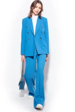 Tailleurs Et Ensembles|PINKO Pantalon Ample En Tissu De Laine Bleu Directoire