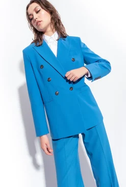 Tailleurs Et Ensembles|PINKO Pantalon Ample En Tissu De Laine Bleu Directoire