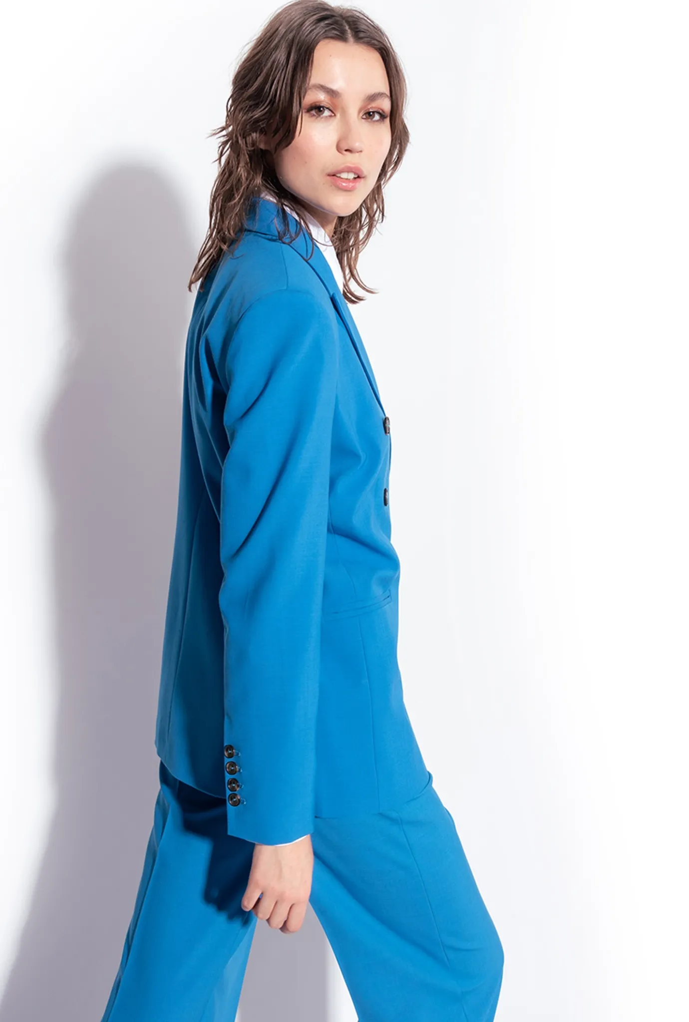 Tailleurs Et Ensembles|PINKO Pantalon Ample En Tissu De Laine Bleu Directoire