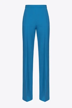 Tailleurs Et Ensembles|PINKO Pantalon Ample En Tissu De Laine Bleu Directoire