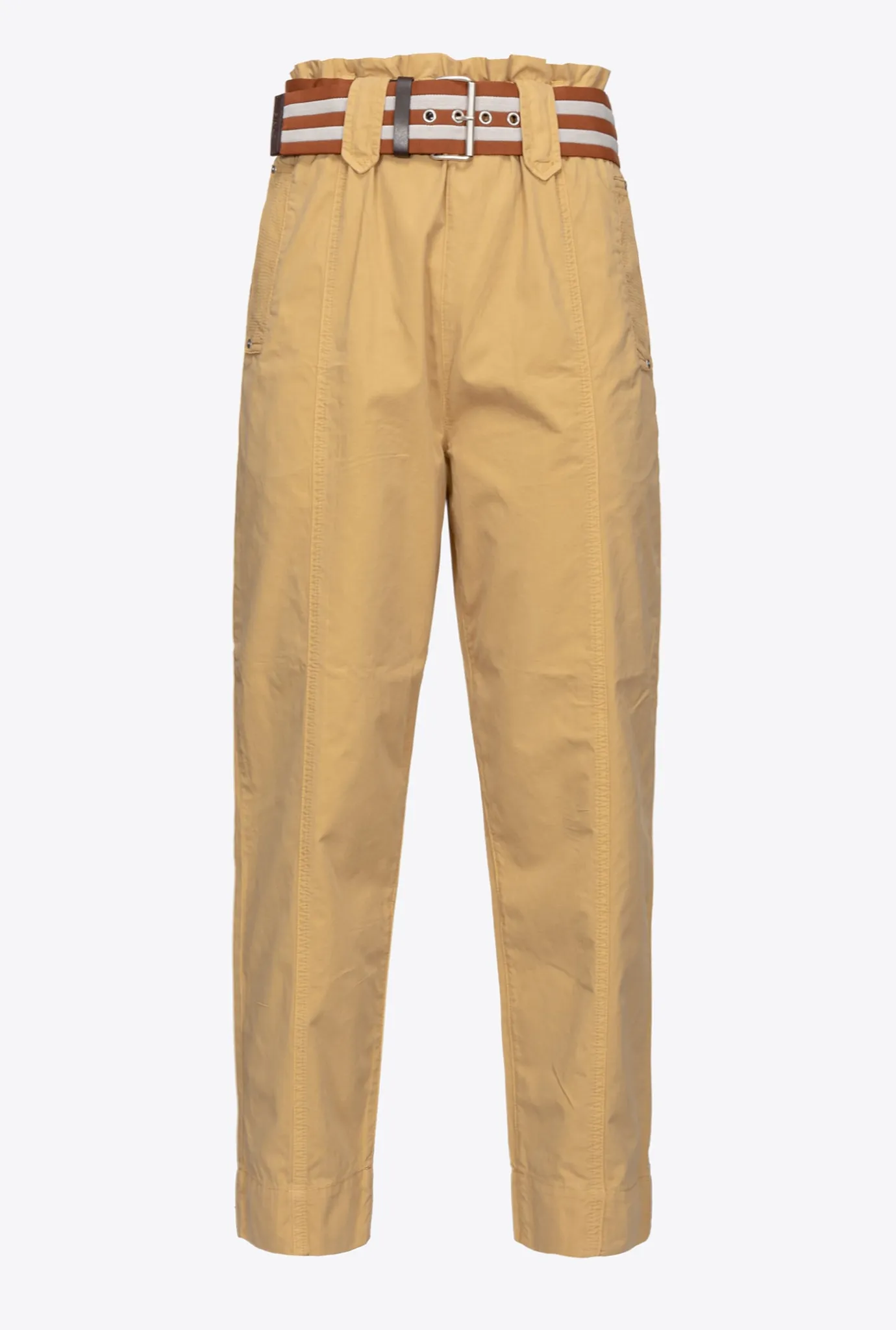 Pantalons|PINKO Pantalon Avec Ceinture A Rayures Jaune/Marron