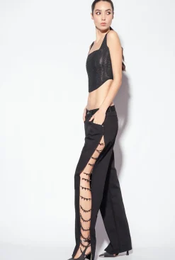 Jeans|PINKO Pantalon Avec Chaines En Strass Galleria Noir Limousine