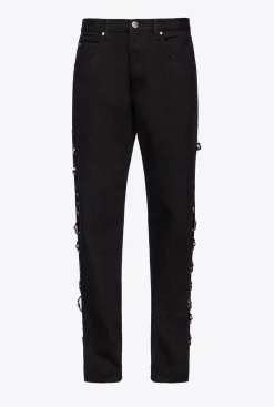 Jeans|PINKO Pantalon Avec Chaines En Strass Galleria Noir Limousine