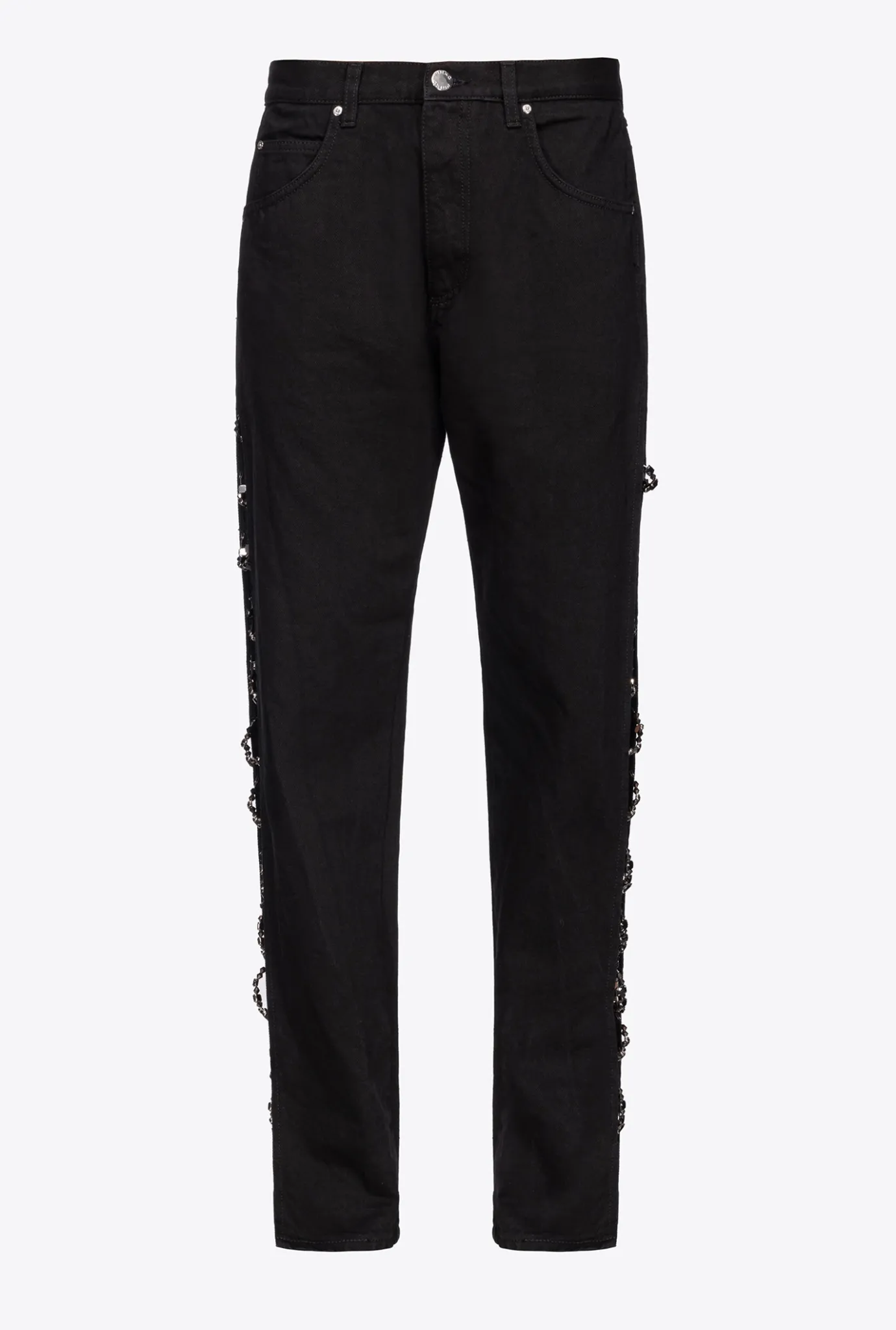 Jeans|PINKO Pantalon Avec Chaines En Strass Galleria Noir Limousine