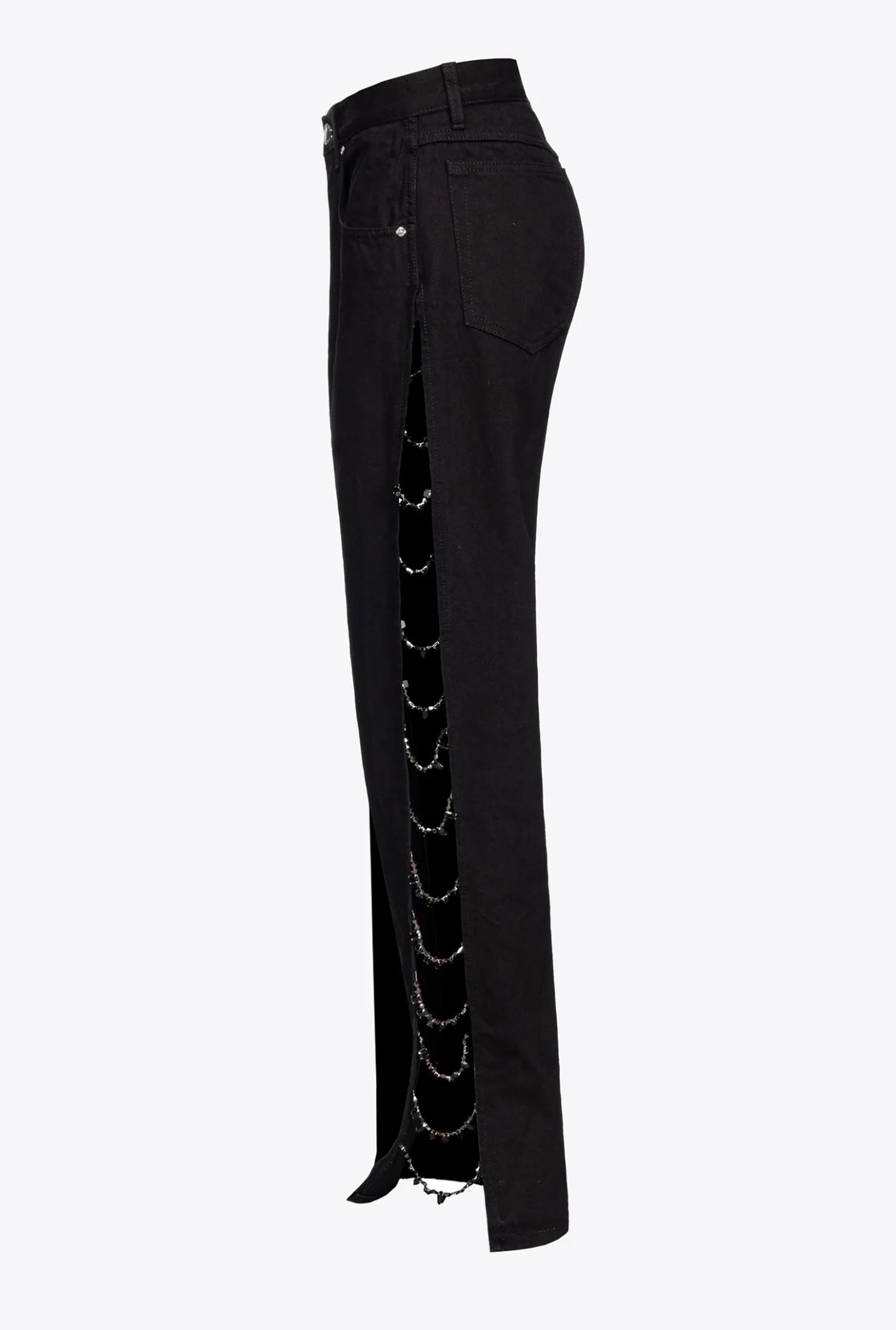 Jeans|PINKO Pantalon Avec Chaines En Strass Galleria Noir Limousine
