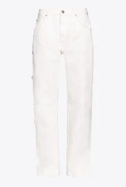 Jeans|PINKO Pantalon Avec Chaines En Strass Galleria Blanc Casse