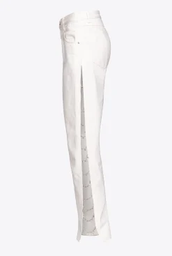 Jeans|PINKO Pantalon Avec Chaines En Strass Galleria Blanc Casse