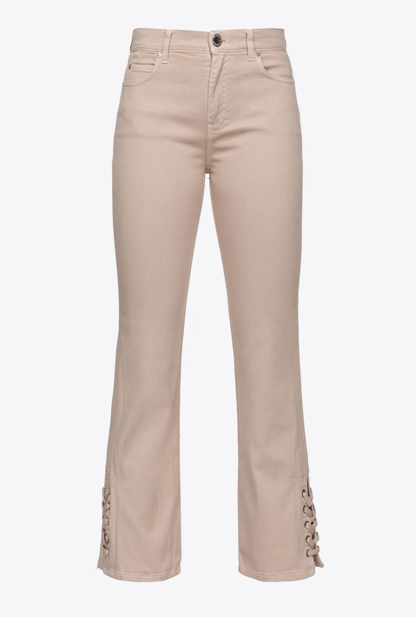 Jeans|PINKO Pantalon Bootcut Avec Bas De Jambe A Lacets Beige Rugby