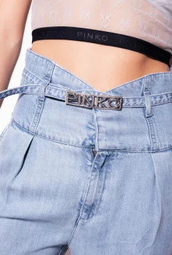 Jeans|PINKO Pantalon Bustier En Twill Lyocell Delavage Clair