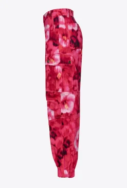 Tailleurs Et Ensembles|PINKO Pantalon Cargo A Imprime Hibiscus Multi.Fuchsia/Rose
