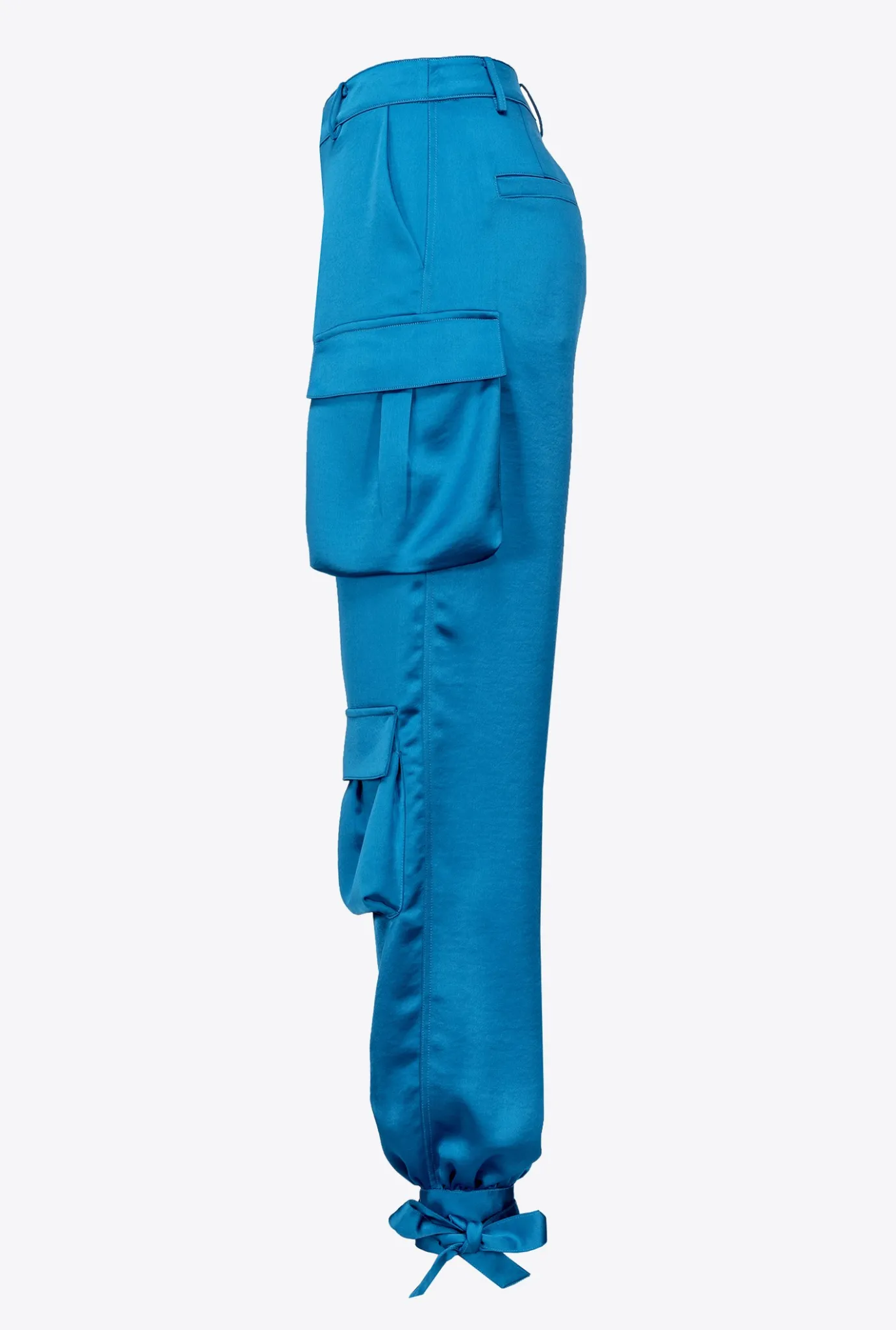 Tailleurs Et Ensembles|PINKO Pantalon Cargo En Satin Bleu Directoire