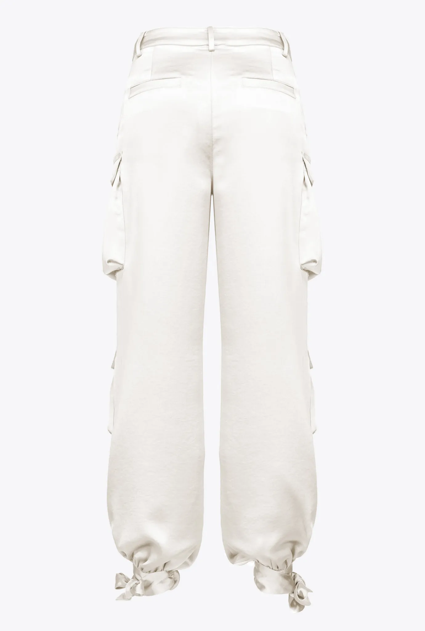 Tailleurs Et Ensembles|PINKO Pantalon Cargo En Satin Blanc-Blanche-Neige