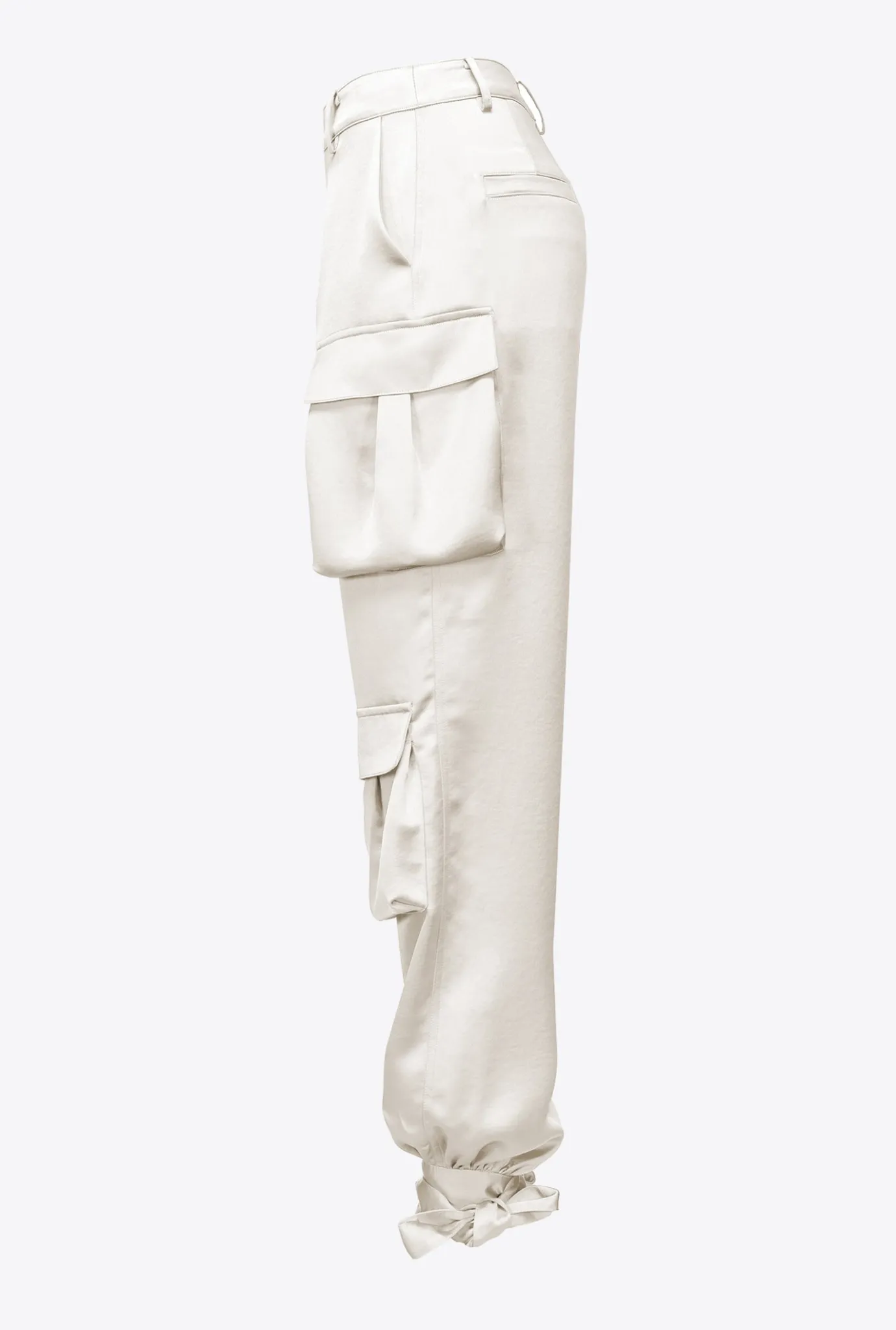 Tailleurs Et Ensembles|PINKO Pantalon Cargo En Satin Blanc-Blanche-Neige