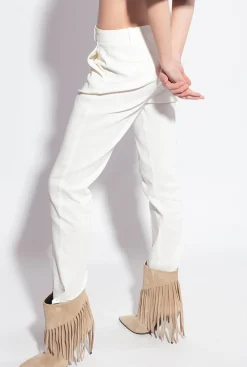 Tailleurs Et Ensembles|PINKO Pantalon Cigarette En Lin Stretch Blanc Nimbus