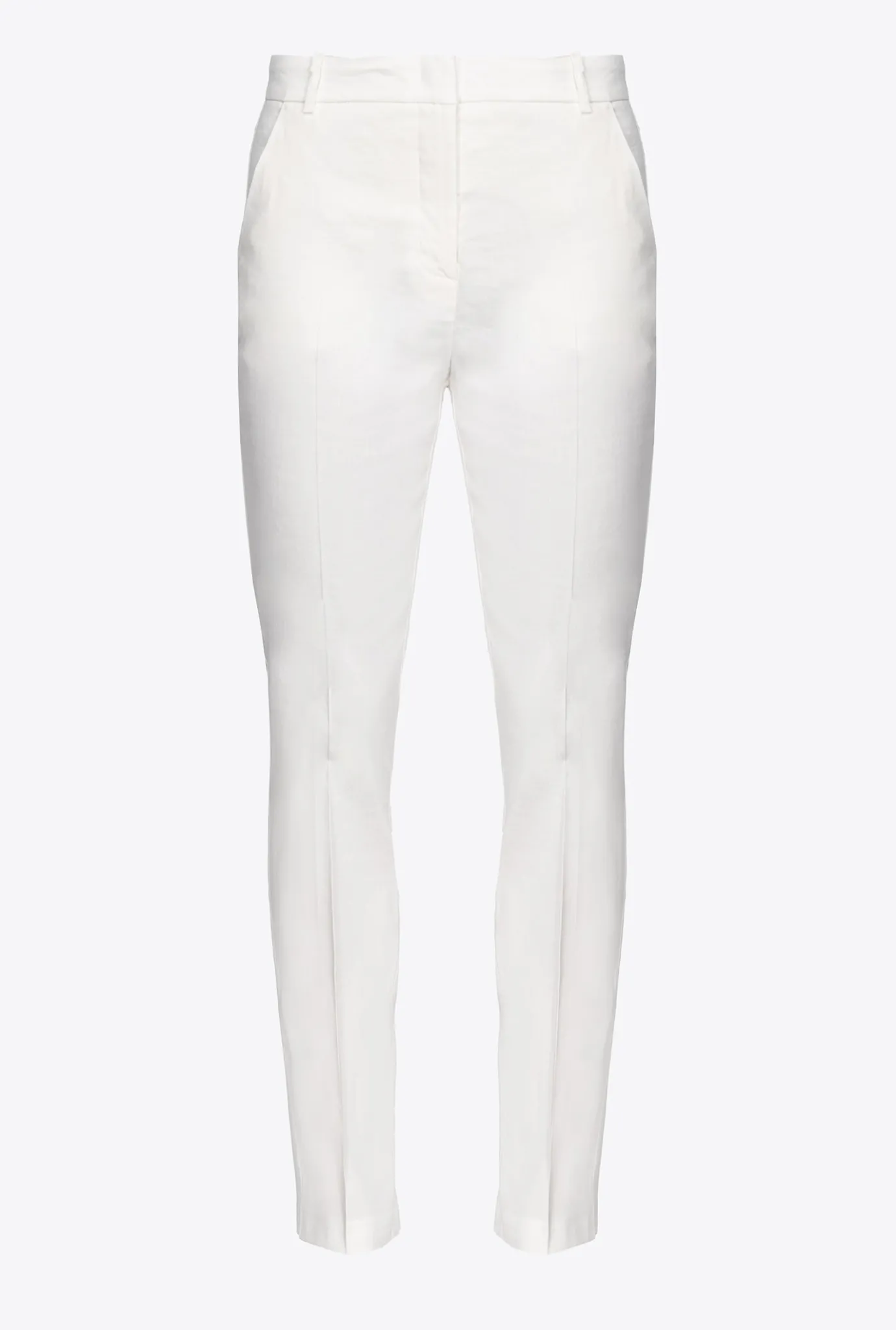 Tailleurs Et Ensembles|PINKO Pantalon Cigarette En Lin Stretch Blanc Nimbus