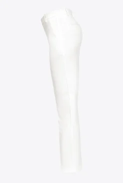 Tailleurs Et Ensembles|PINKO Pantalon Coupe Cigarette En Maille Roma Blanc-Blanche-Neige
