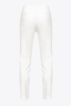 Tailleurs Et Ensembles|PINKO Pantalon Coupe Cigarette En Maille Roma Blanc-Blanche-Neige