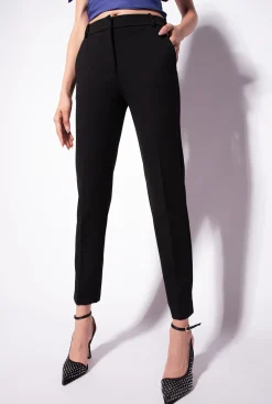 Tailleurs Et Ensembles|PINKO Pantalon Coupe Cigarette En Maille Roma Noir Limousine