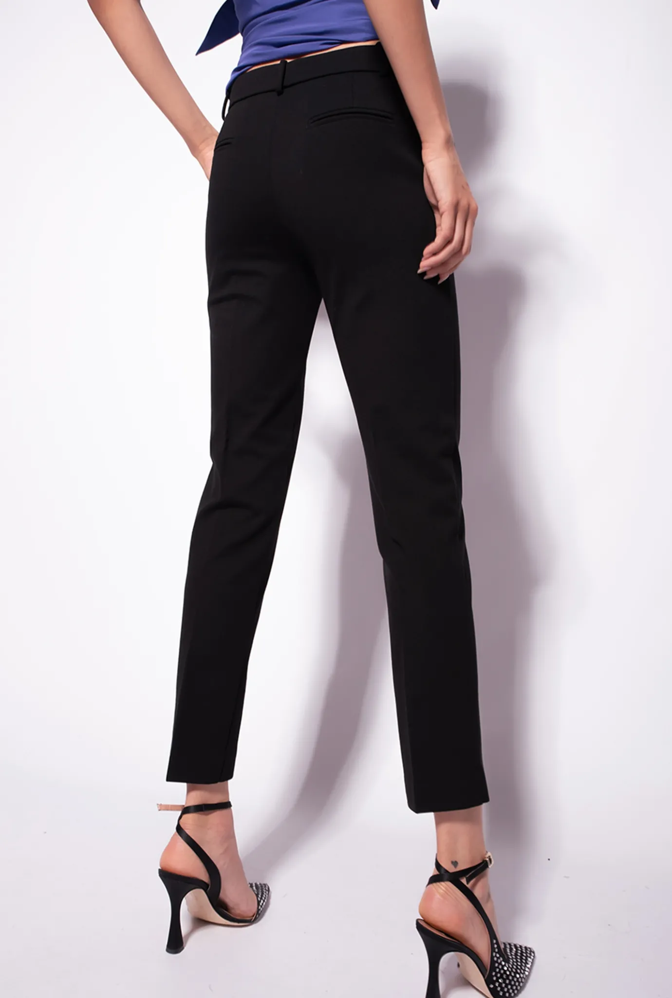 Tailleurs Et Ensembles|PINKO Pantalon Coupe Cigarette En Maille Roma Noir Limousine