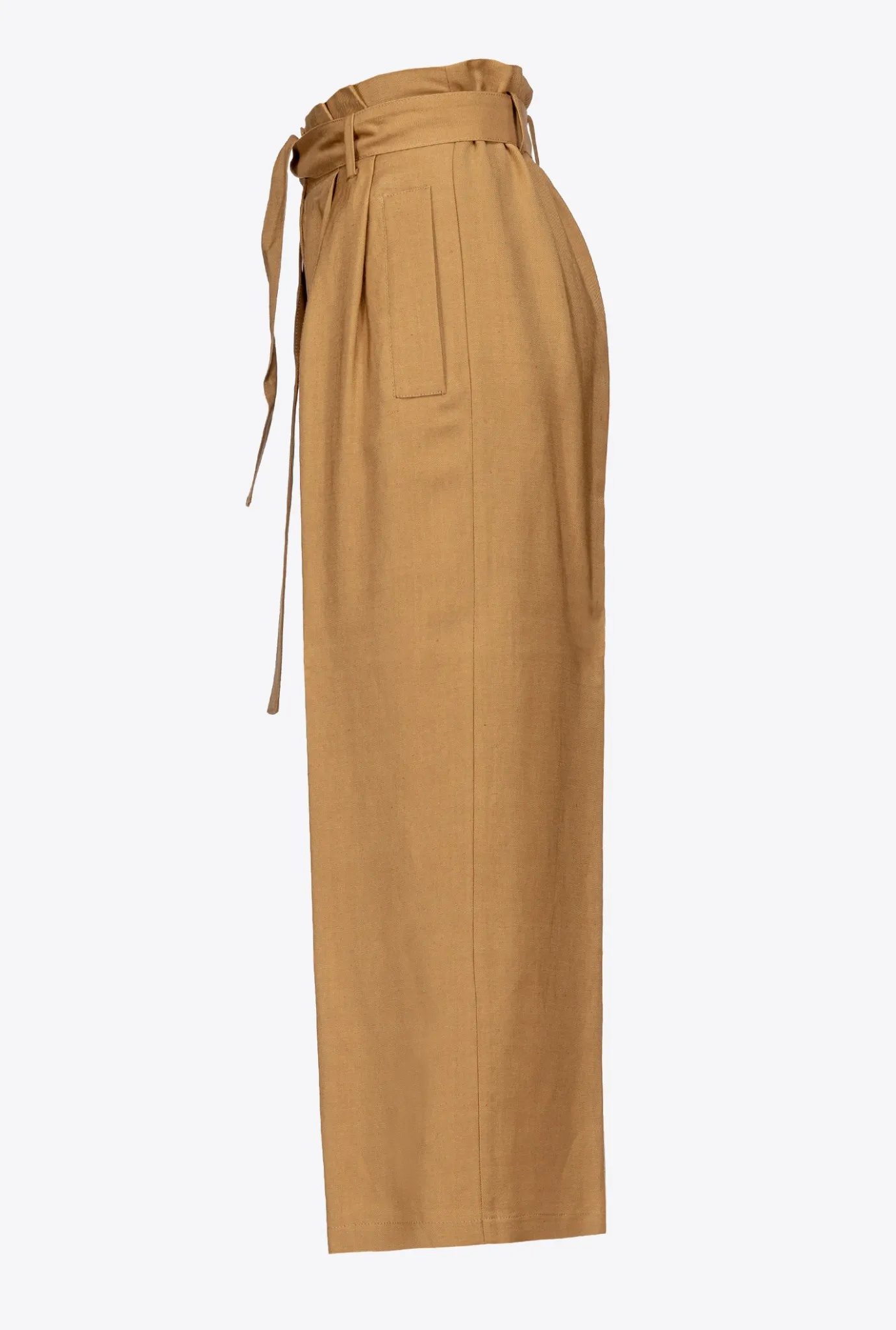 Tailleurs Et Ensembles|PINKO Pantalon En Lin Avec Ceinture Noeud Moutarde