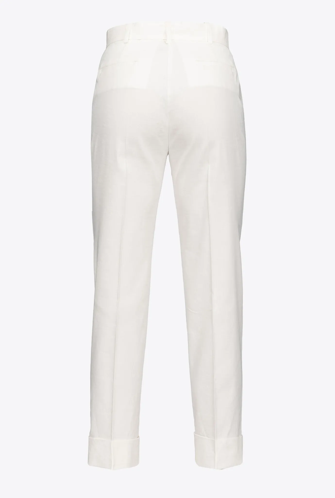 Tailleurs Et Ensembles|PINKO Pantalon En Lin Avec Ceinture Love Birds Blanc Nimbus