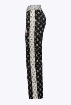 Tailleurs Et Ensembles|PINKO Pantalon En Maille Jacquard Monogram Noir/Ecru