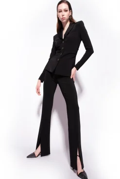 Tailleurs Et Ensembles|PINKO Pantalon Fendu Noir Limousine
