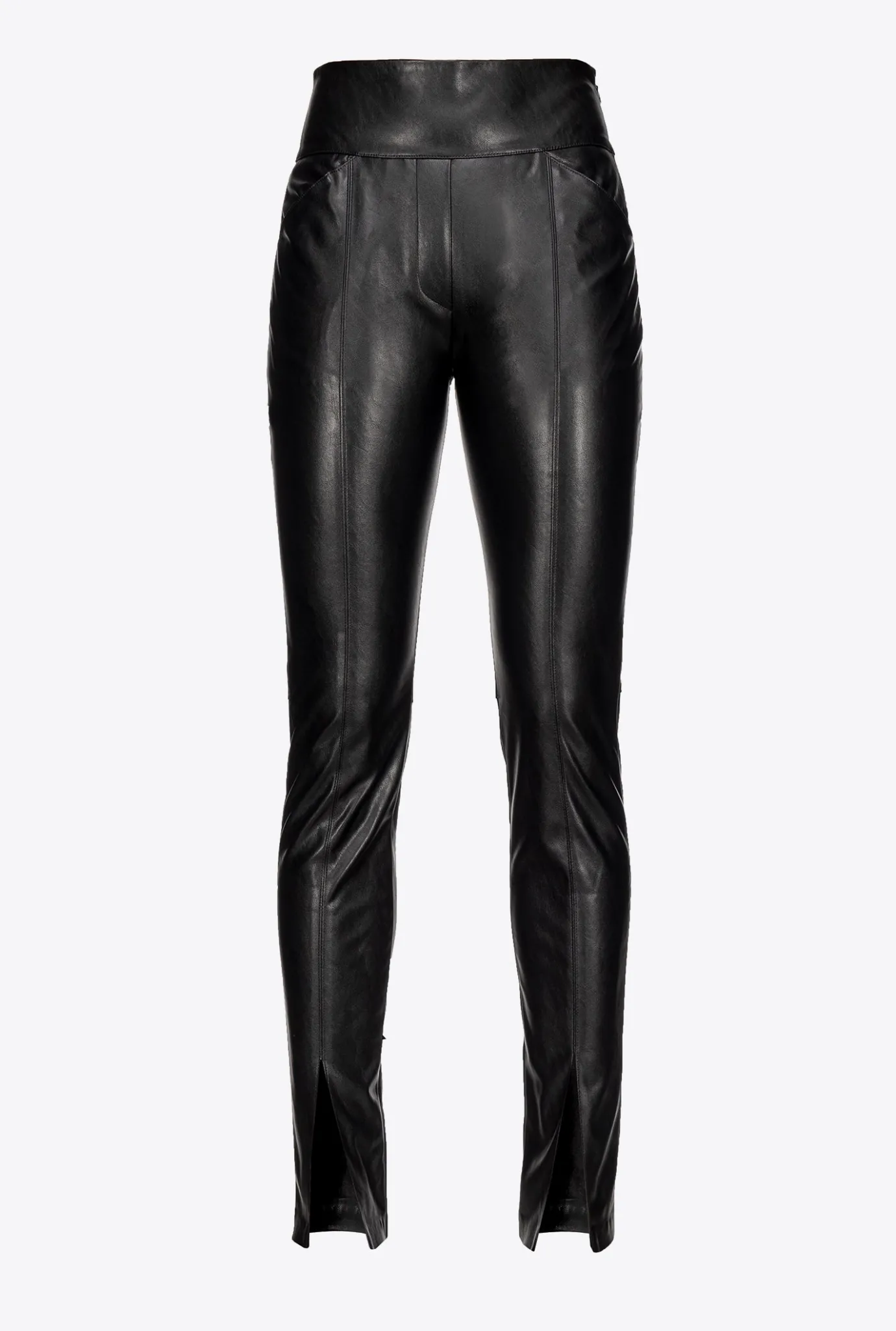 Pantalons|PINKO Pantalon Fendu Effet Cuir Noir Limousine