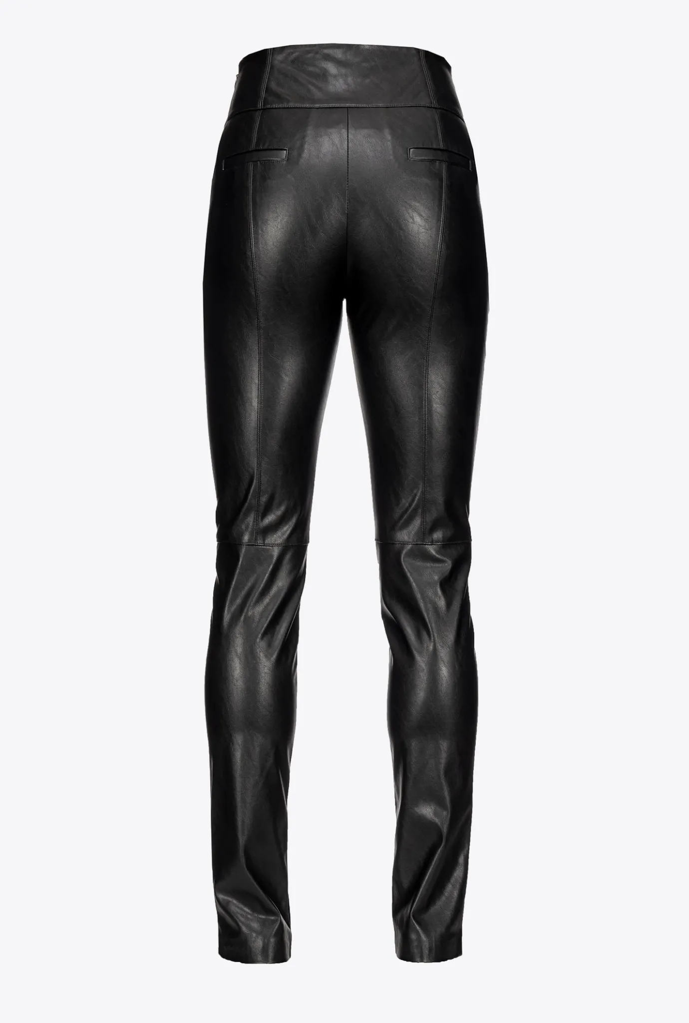 Pantalons|PINKO Pantalon Fendu Effet Cuir Noir Limousine