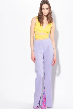 Tailleurs Et Ensembles|PINKO Pantalon Fendu En Bas Orchidee Claire