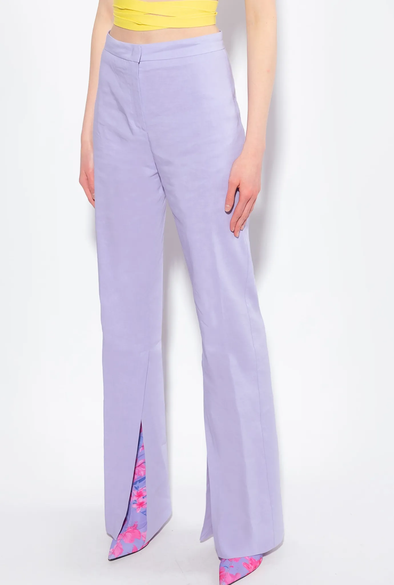 Tailleurs Et Ensembles|PINKO Pantalon Fendu En Bas Orchidee Claire