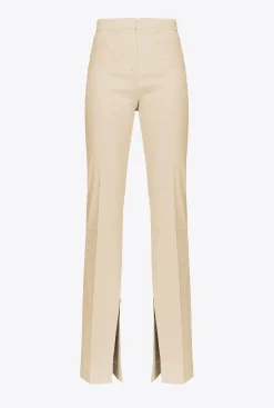Tailleurs Et Ensembles|PINKO Pantalon Fendu En Bas Beige Amande Glacee