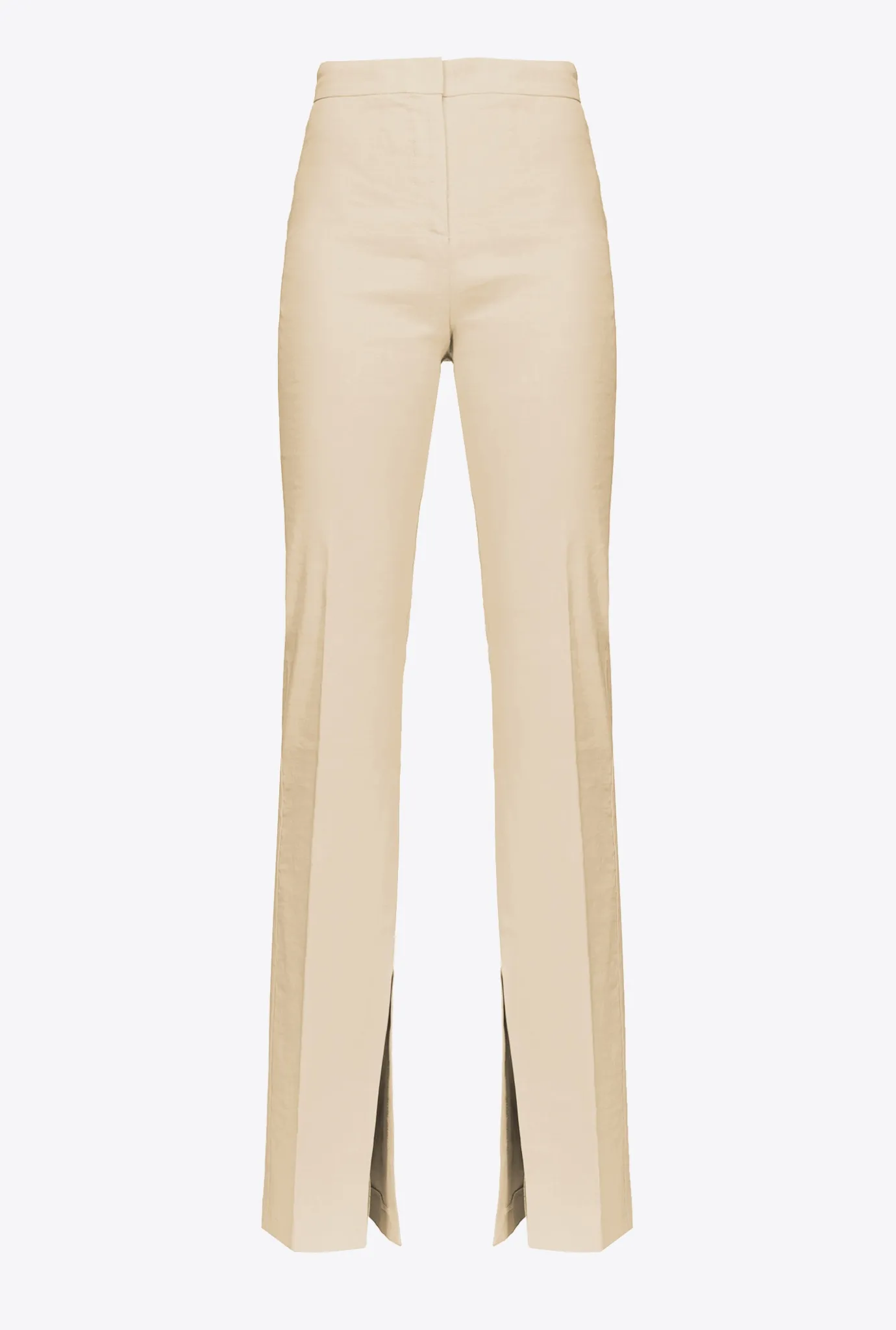 Tailleurs Et Ensembles|PINKO Pantalon Fendu En Bas Beige Amande Glacee