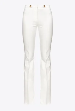 Tailleurs Et Ensembles|PINKO Pantalon Flare A Boutons Blanc-Blanche-Neige