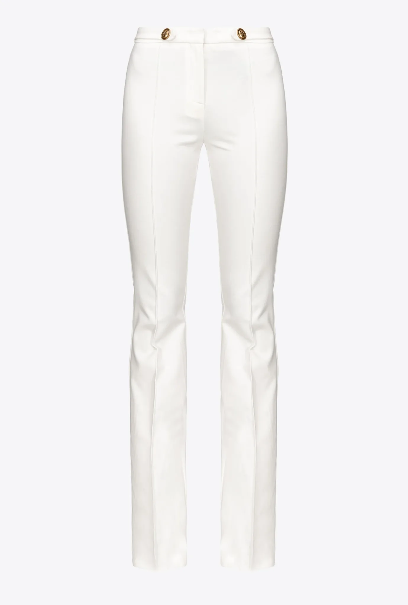 Tailleurs Et Ensembles|PINKO Pantalon Flare A Boutons Blanc-Blanche-Neige