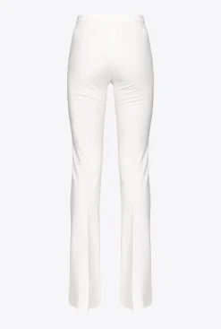 Tailleurs Et Ensembles|PINKO Pantalon Flare A Boutons Blanc-Blanche-Neige